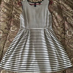 Black and white striped dress, knee length
